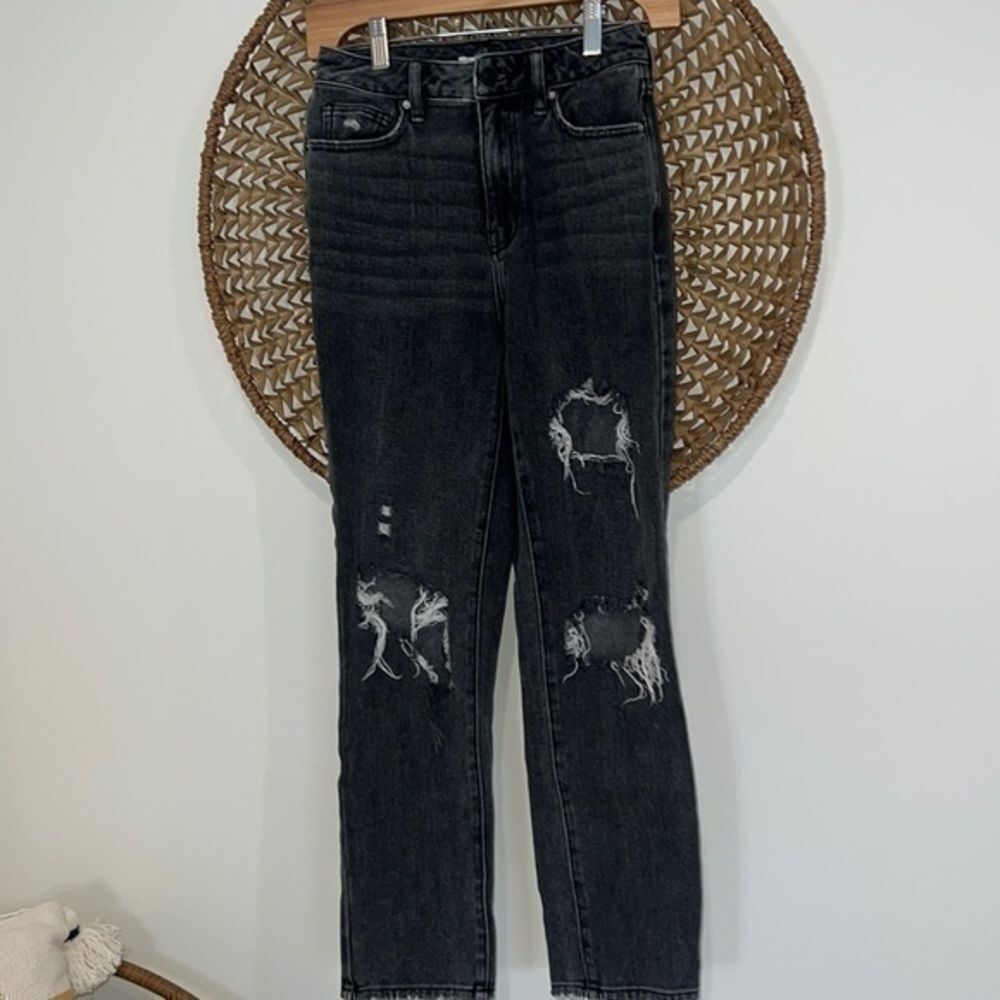 Pac Sun black distressed mom jean size 24